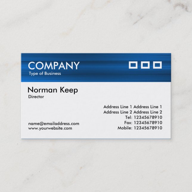 Color Textured Header - Brushed Blue Business Card (Front)