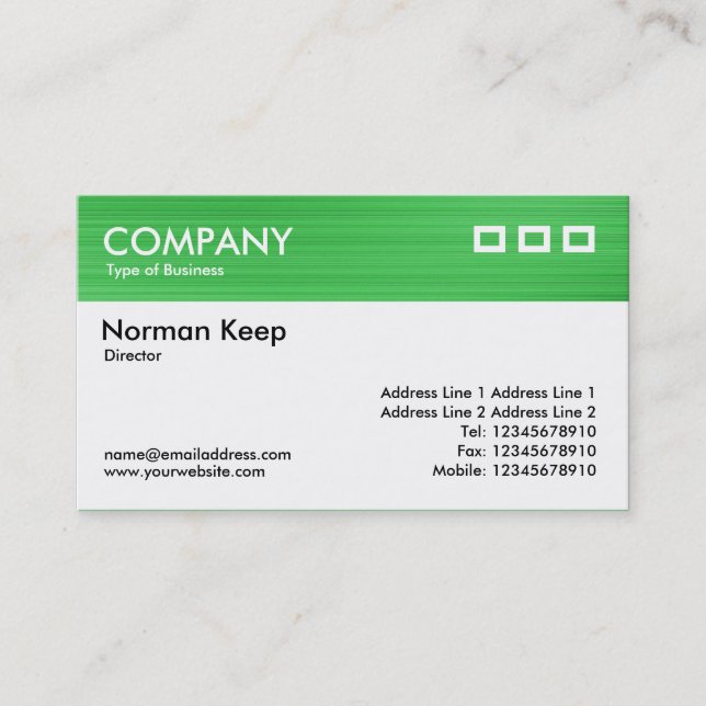 Color Textured Header - Brushed Green 2 Business Card (Front)