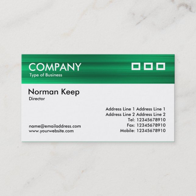 Color Textured Header - Brushed Green Business Card (Front)