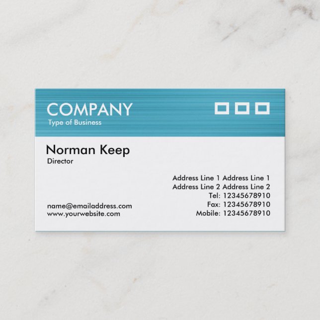 Color Textured Header - Brushed Light Blue Business Card (Front)