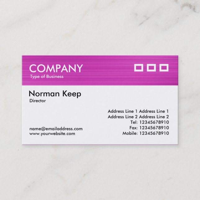 Color Textured Header - Brushed Magenta Business Card (Front)