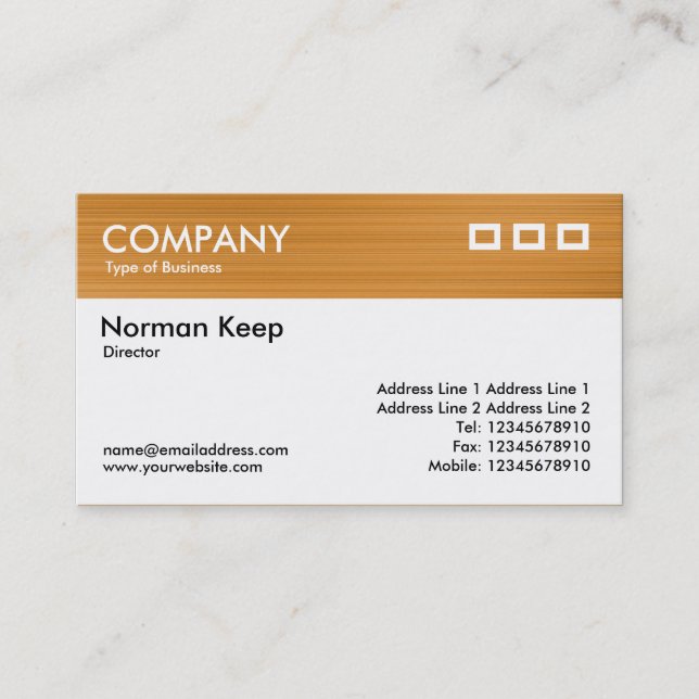 Color Textured Header - Brushed Ochre Tan Business Card (Front)