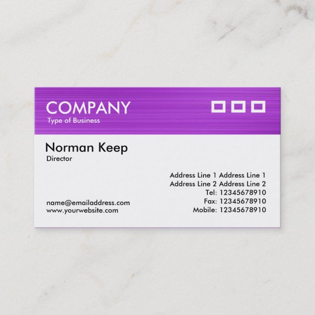 Color Textured Header - Brushed Purple Business Card (Front)