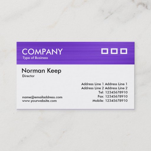 Customizable Color Textured Header - Brushed Violet Business Cards