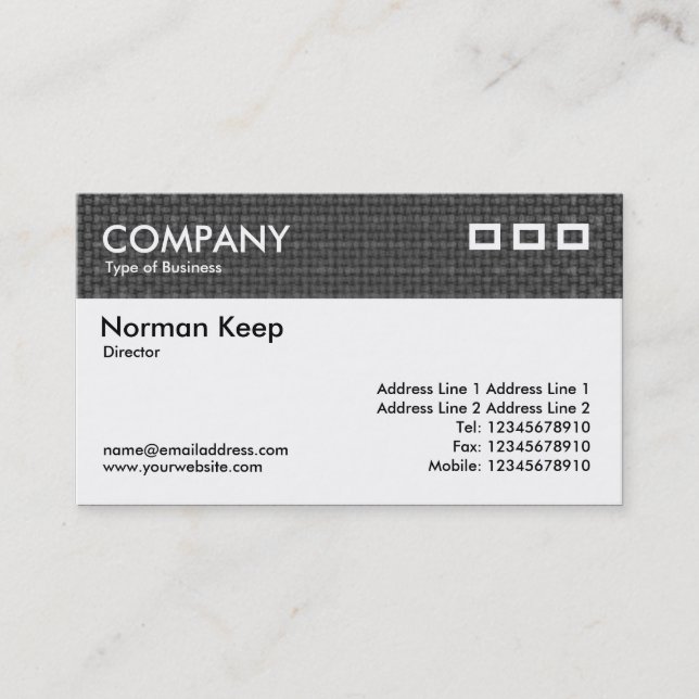 Color Textured Header - Gray Fabric Business Card (Front)