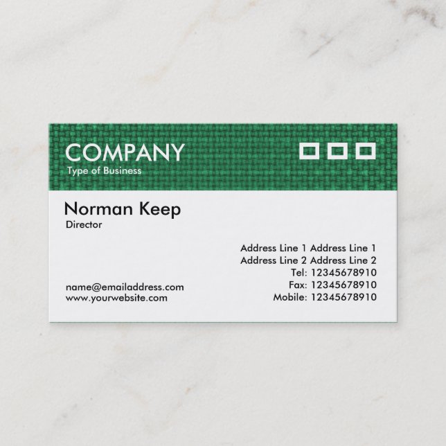 Color Textured Header - Green Fabric Business Card (Front)