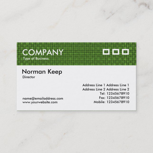 Color Textured Header - Green Fabric Business Card (Front)