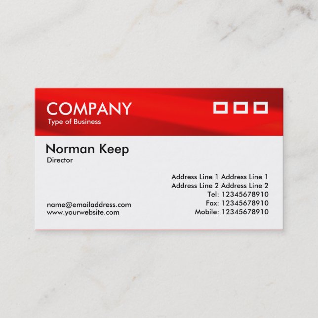 Color Textured Header - Hot Red Business Card (Front)