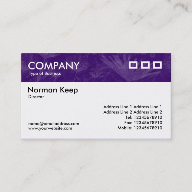 Color Textured Header - Purple Earth Business Card (Front)