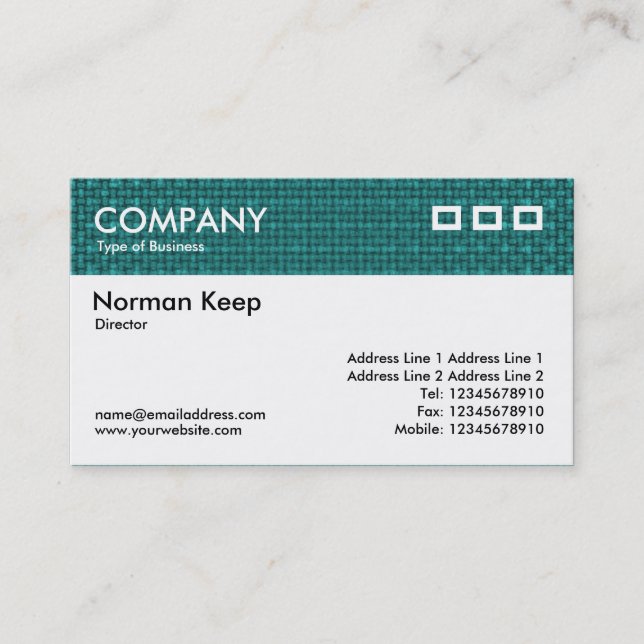 Color Textured Header - Turquoise Fabric Business Card (Front)