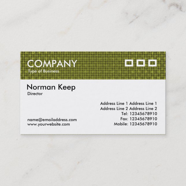 Color Textured Header - Yellow Fabric Business Card (Front)