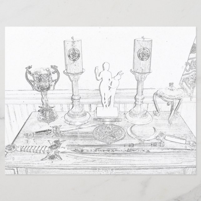 Color the Altar Wicca Coloring Page Paper (Front)