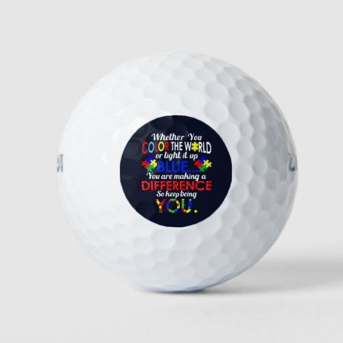 Color The World or Light It Blue Autism Awareness Golf Balls