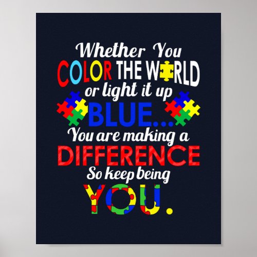 Color The World or Light It Blue Autism Awareness Poster