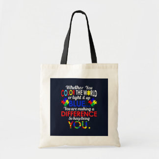 Color The World or Light It Blue Autism Awareness Tote Bag