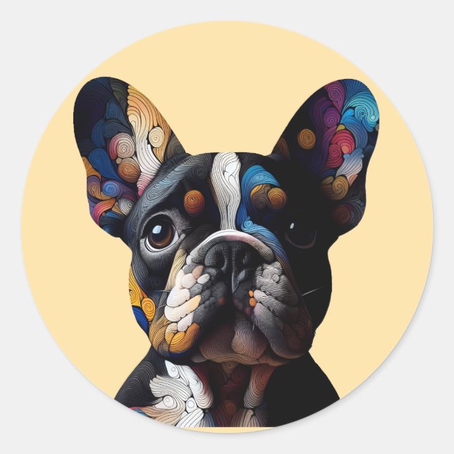 Color Theory Frenchie Classic Round Sticker (Front)