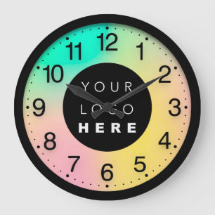 Color Therapy Holographic Custom Logo Large Clock