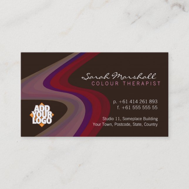 Color Therapy Waves with Logo Business Card (Front)
