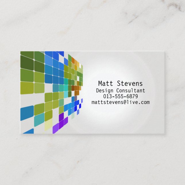 Color Tile Grid Green Blue Business Card (Front)