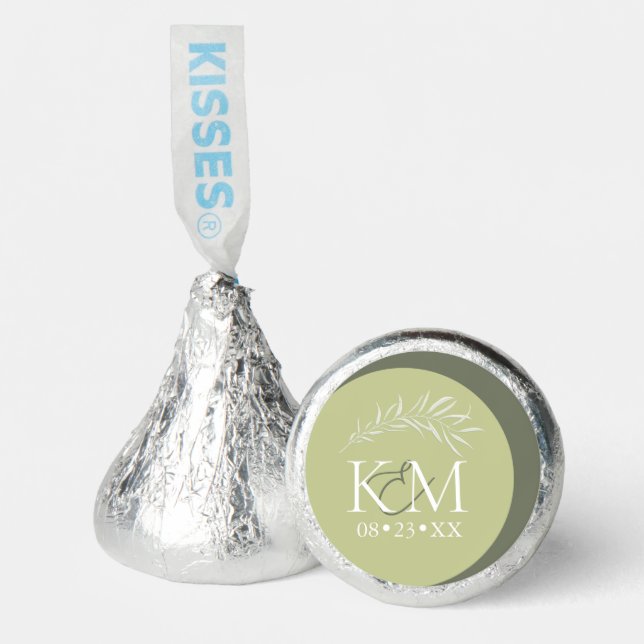 Color Tones Wedding Initials Green ID901 Hershey®'s Kisses® (Front)