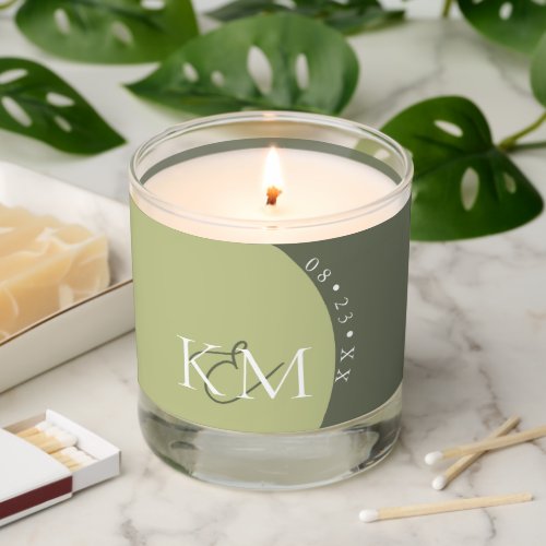 Color Tones Wedding Initials Green ID901 Scented Candle