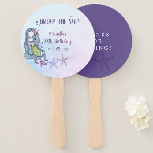 Color trend Under the Sea Mermaid themed Birthday Hand Fan