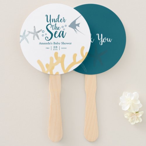 Color trend Under the Sea Ocean themed Baby Shower Hand Fan