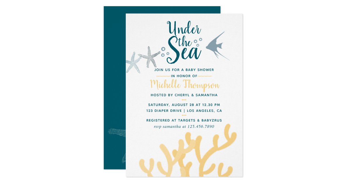 Color Trend Under The Sea Ocean Themed Baby Shower Invitation