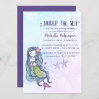 Color trend Under the Sea Ocean themed Baby Shower Invitation