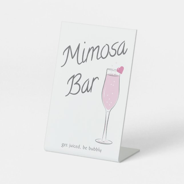 Color Versatile Bridal Brunch Mimosa Bar Pedestal Sign (Front)