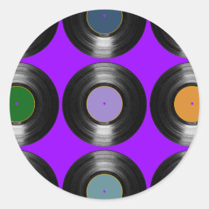 color vinyl records pattern classic round sticker