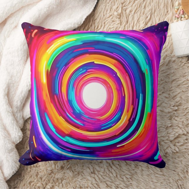Color Vortex: Dynamic Design Throw Pillow (Blanket)