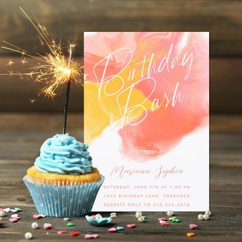 Color Wash Birthday Party Invitation