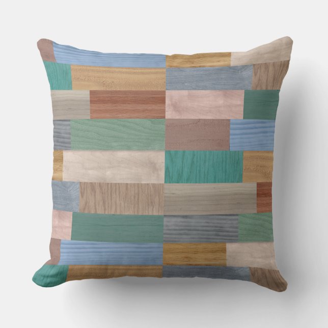 Color Washed Wood Pattern Throw Pillow (Front)