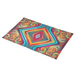 Color Wave Fusion – Modern Abstract Swirl Art Cloth Placemat