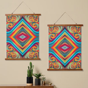 Color Wave Fusion – Modern Abstract Swirl Art Hanging Tapestry