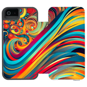 Color Wave Fusion – Modern Abstract Swirl Art iPhone SE/5/5s Wallet Case