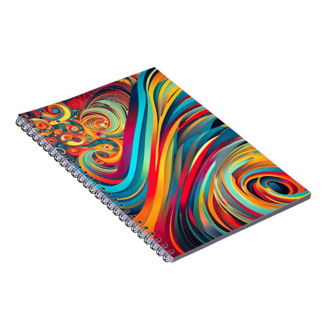 Color Wave Fusion – Modern Abstract Swirl Art Notebook (Right Side)