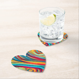 Color Wave Fusion – Modern Abstract Swirl Art Paper Coaster