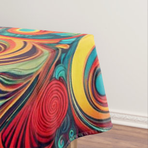 Color Wave Fusion – Modern Abstract Swirl Art Tablecloth