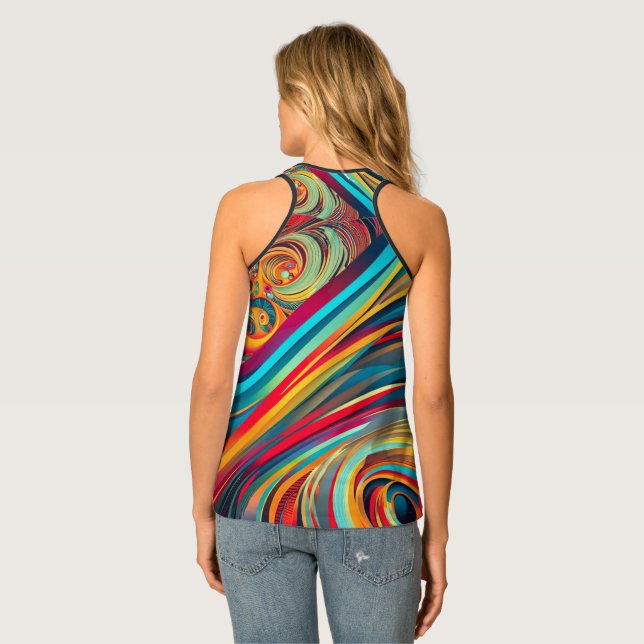 Color Wave Fusion – Modern Abstract Swirl Art Tank Top (Back Full)