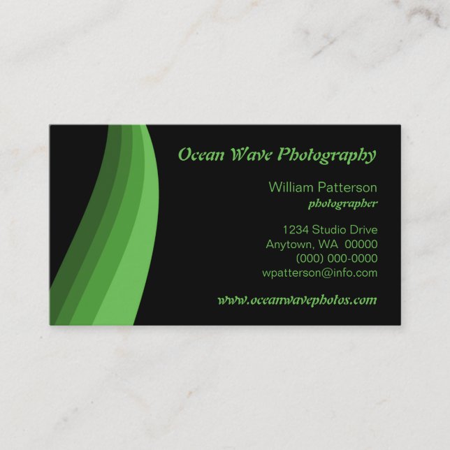 Color Waves Business Card, Green Card (Front)