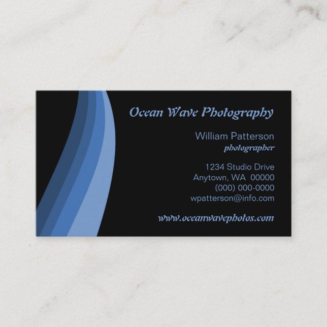 Color Waves Business Card, Ocean Blue Business Card (Front)