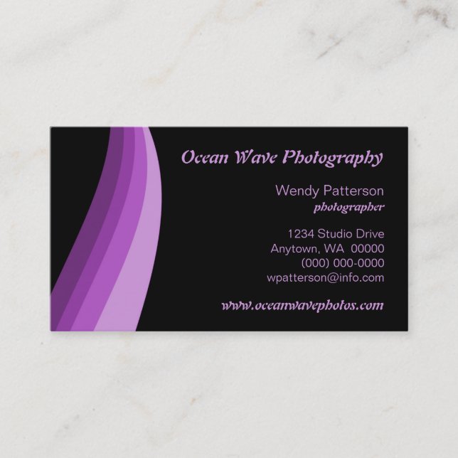 Color Waves Business Card, Purple Card (Front)