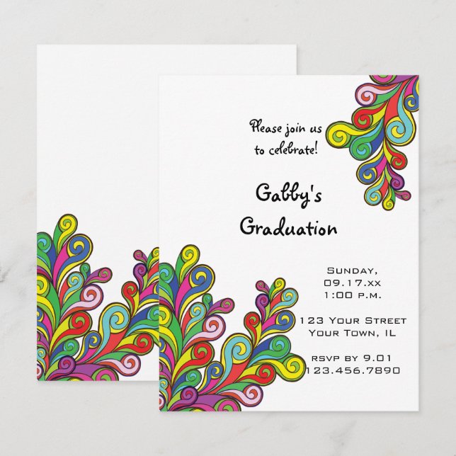 Color Waves Graduation Party Invitation (Front/Back)