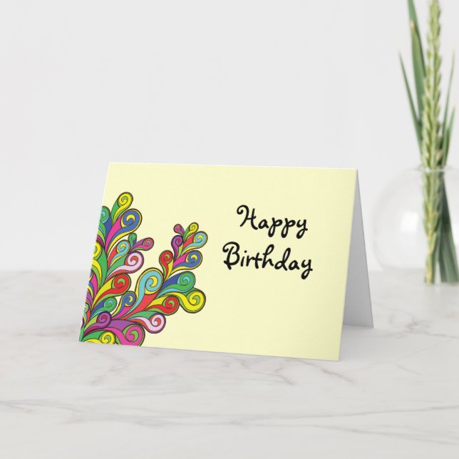 Color Waves Happy Birthday Card (Front)