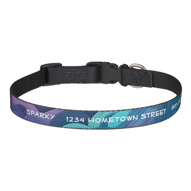 Color Waves of Purple, Turquoise & Blue Dog Collar (Front)
