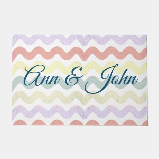 Color Waves (Pastels)   Doormat (Front)