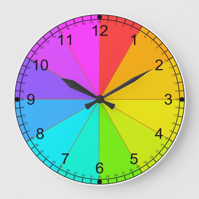 Color wheel and time teaching clock (Front)