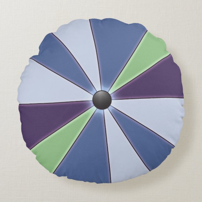 Color Wheel Blue Round Pillow (Front)
